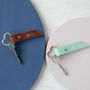 Couples Pair Of Personalised Leather Heart Keyrings, thumbnail 6 of 12