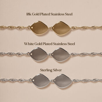 Family Name Bracelet, Sterling Silver Two Organic Pebbles, 7 of 9