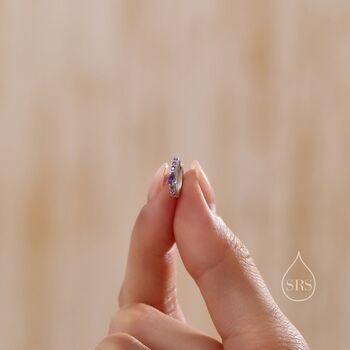 Dainty Purple Cz Huggie Hoop Earrings, 7 of 11