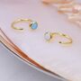 Sterling Silver Blue Or White Opal Huggie Hoop Threader Earrings, thumbnail 3 of 11