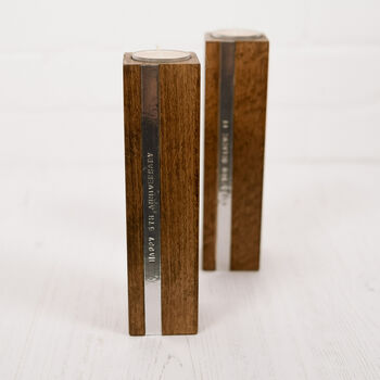 Two Personalised Wooden Tealight Candle Holders, 7 of 10
