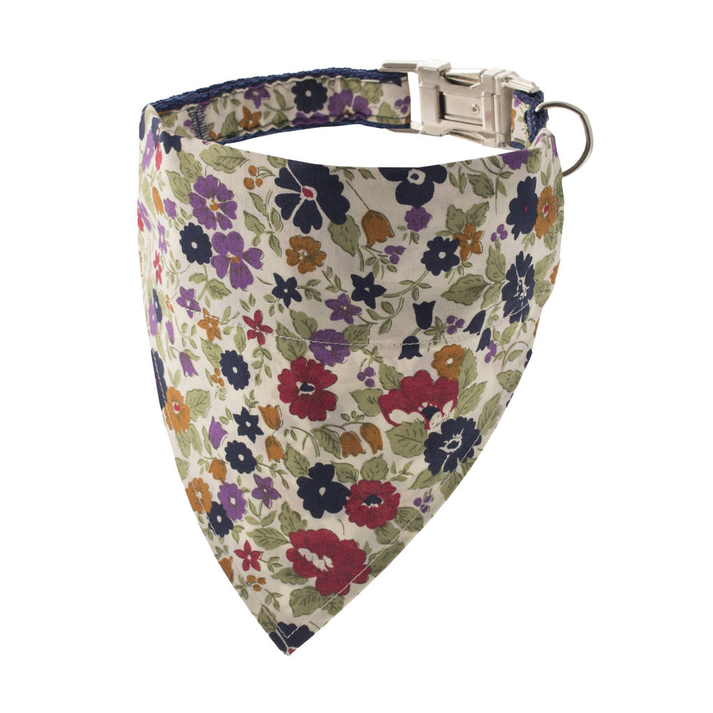 multicoloured botanical bandana dog collar by dober & dasch