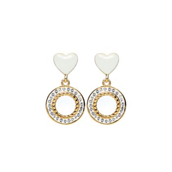 Gold Plated Crystal Enamel Heart Stud Earrings, 2 of 6
