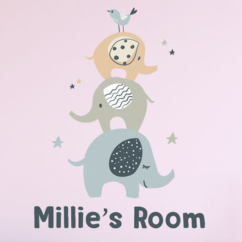 Personalised Elephant Wall Sticker Room Decor, 2 of 2