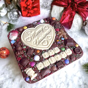 Xl Merry Christmas Personalised Chocolate Slab, 2 of 3