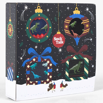 Dinosaur Bamboo Socks Christmas Gift Set Men's Four Pack, 3 of 3