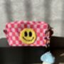 Checkered Punch Needle Smiley Make Up Bag, thumbnail 5 of 7