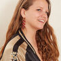 Ruby Leaf Style Gold Plated Silver Drop Earrings, thumbnail 3 of 11