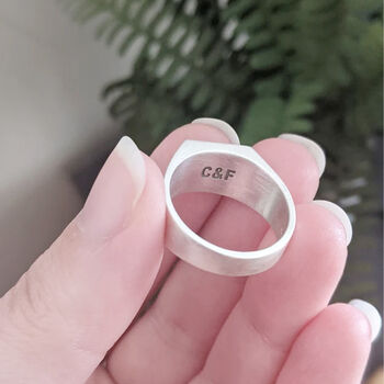 Custom Engraved Square Silver Signet Ring, 9 of 12