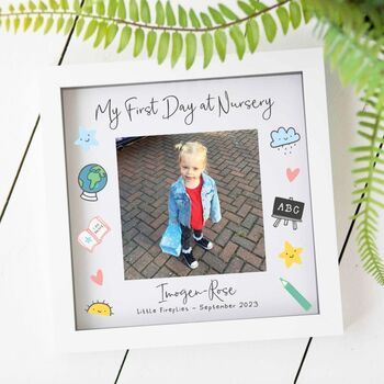 Personalised Glass Photo First Day At Nursery Frame, 2 of 2