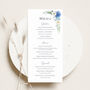 Wedding Menu Cards With Blue Florals, thumbnail 2 of 4