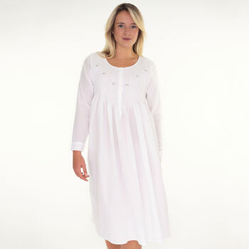 White Cotton Victorian Nightdress Smocked, 2 of 12