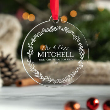 First Christmas Married Mr And Mrs Acrylic Ornament 2025, 5 of 8