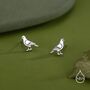 Cute Pigeon Bird Stud Earrings In Sterling Silver, thumbnail 4 of 12