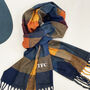 Men's Multicoloured Checked Monogrammed Scarf, thumbnail 5 of 7