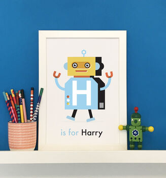 Kids Personalised Robot Print, 5 of 5