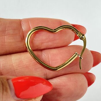 Gold Plated Heart Hoop Earrings, 2 of 4