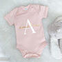 Babygrow Personalised With Name And Initial Gold White, thumbnail 2 of 5