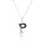 Solid Silver P Initial Necklace With Green Marble, thumbnail 1 of 6