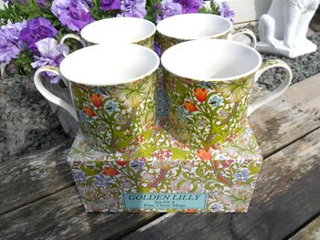 Set Of Four Gift Boxed Palace Mugs In William Morris Golden Lily Design, 6 of 12