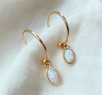 Aura Opal Gold Hoop Earrings, 2 of 4