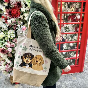 Personalised Dog Mum Cotton And Jute Floral Bag, 3 of 12
