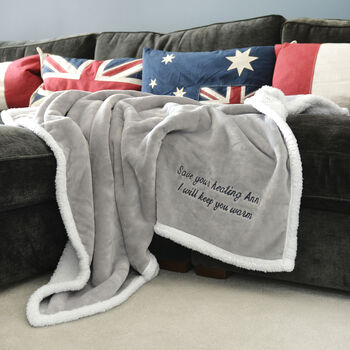 Personalised Save On Your Heating Warm Grey Blanket, 2 of 9