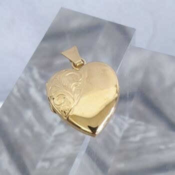 Handmade 9ct Gold Heart Locket With Hand Engraving, 3 of 11