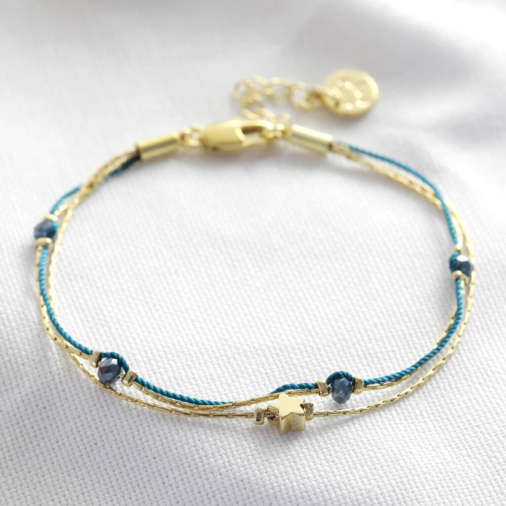 Star Bead Double Strand Bracelet In Silver Plating By Lisa Angel