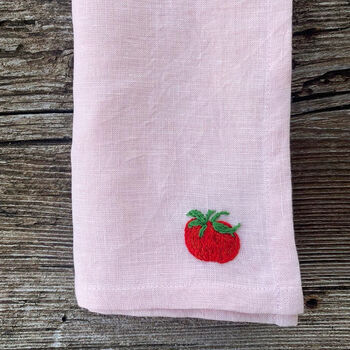 'Eat Your Greens' Embroidered Vegetable Linen Napkins, 5 of 10