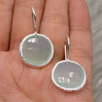 Aqua Chalcedony Sterling Silver Earrings, 2 of 4