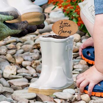 Personalised White Welly Boots Planter, 3 of 10