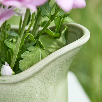 Personalised Fern Green Ceramic Pitcher Vase, 5 of 8