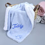 Personalised Blue Baby Blanket With A Bow, thumbnail 1 of 6