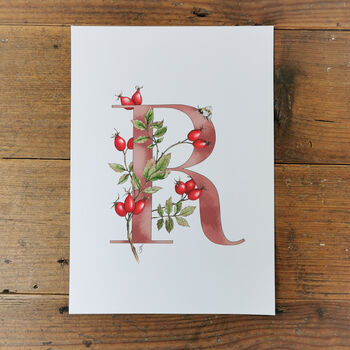 R Is For Rosehips Initial Print, Personalised, 5 of 10