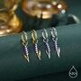 Sterling Silver Enamel Lavender Huggie Hoop Earrings, thumbnail 6 of 10
