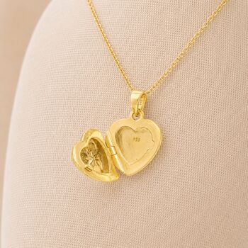 Personalised Gold Plated Sterling Silver North Star Heart Photo Locket Necklace, 5 of 8