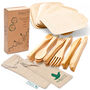 Bamboo Cutlery Set With Bamboo Plates And Pouches, thumbnail 1 of 12