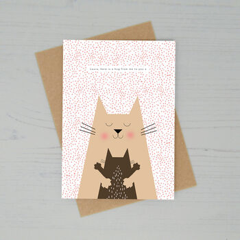 Sending You A Big Hug Cat Greetings Card, 2 of 2