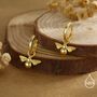 Sterling Silver Dangling Bee Hoop Earrings, thumbnail 7 of 11
