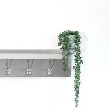 All Grey Coat Rack With Shelf, Shelf 10cm Deep, Shelf With Hooks, Black, Silver, Bronze, Copper, Chrome, Brass Hooks, Painted In F And B No.265, 6 of 7