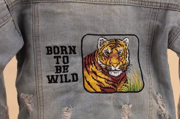 Personalised Baby/Toddler Denim Jacket With Tiger, 8 of 8