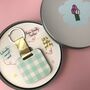 Personalised Teal Gingham Print Mirror Keyring, thumbnail 6 of 6