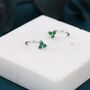 Emerald Green Trio Huggie Hoop Earrings, thumbnail 3 of 10