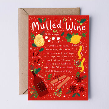 Festive Christmas Card, Mulled Wine Recipe Card, 2 of 3