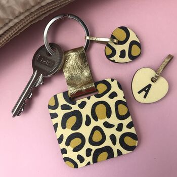 Personalised Leopard Print Mirror Keyring, 4 of 6