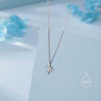 Tiny Starburst Pendant Necklace In Sterling Silver, 3 of 12