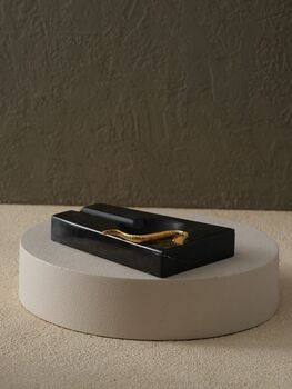 Handmade Black Marble Ashtray With Gold Lion Detail, 5 of 6