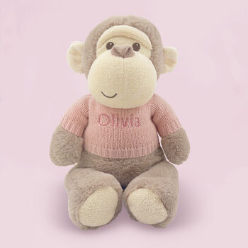 Personalised Morris Monkey Soft Toy With Snuggle Wrap, 2 of 10