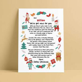 Santa Claus Official Naughty List Certificate Letter By ditsy chic